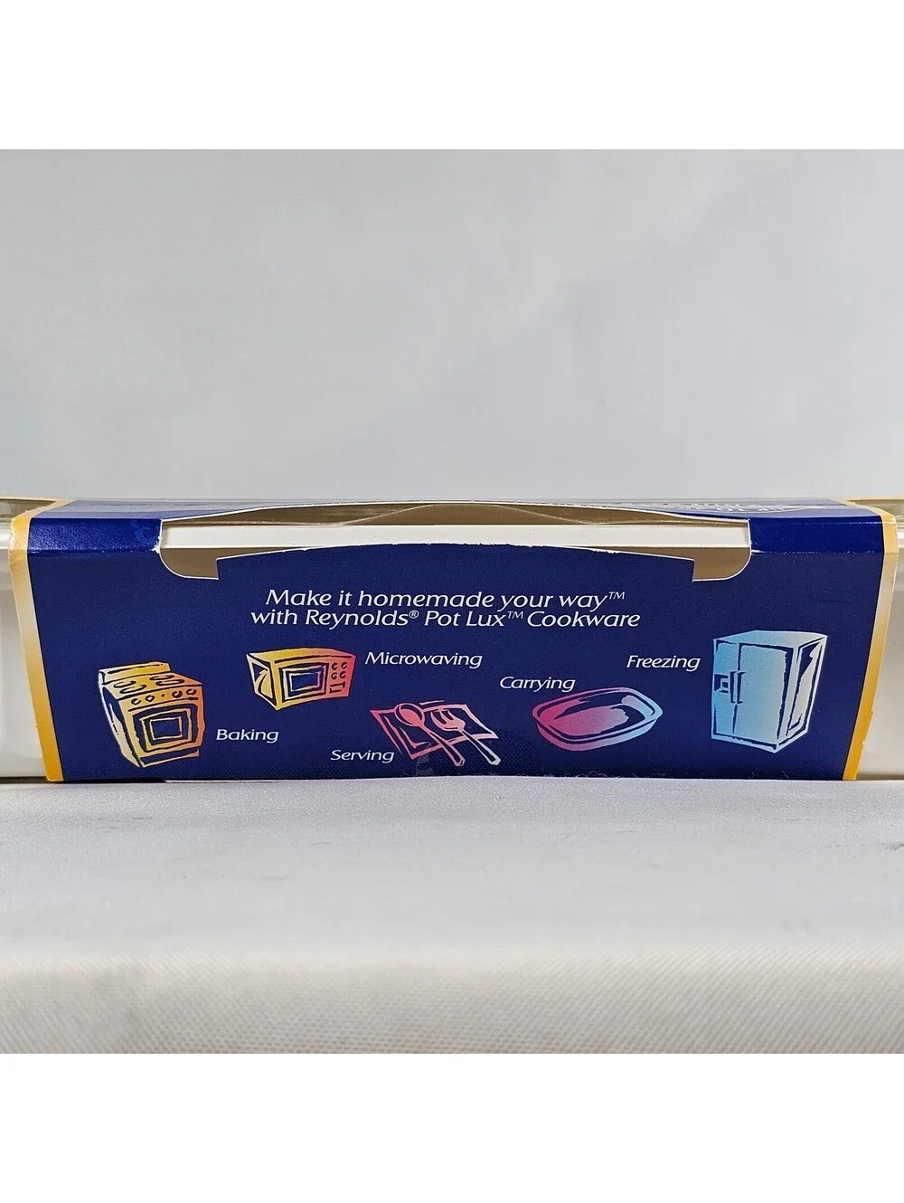 Vtg Reynolds Pot Lux Oven Ready Cookware 13x9 Pan  Lid Disposable Reusable White